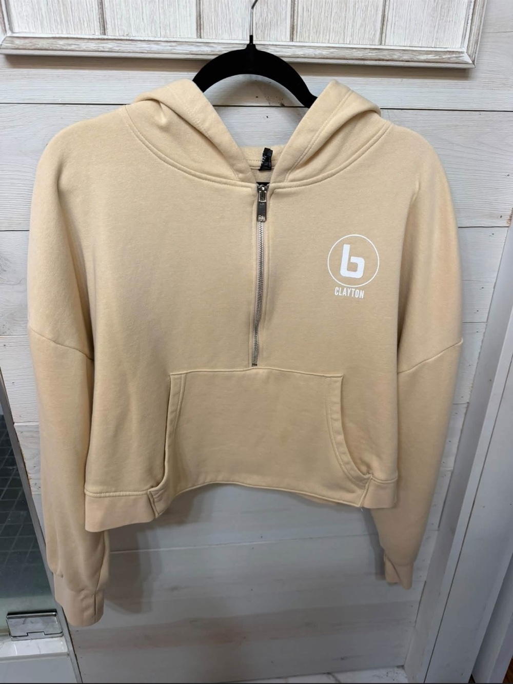 Clayton Women's Cream Half-Zip Hoodie Sweatshirt